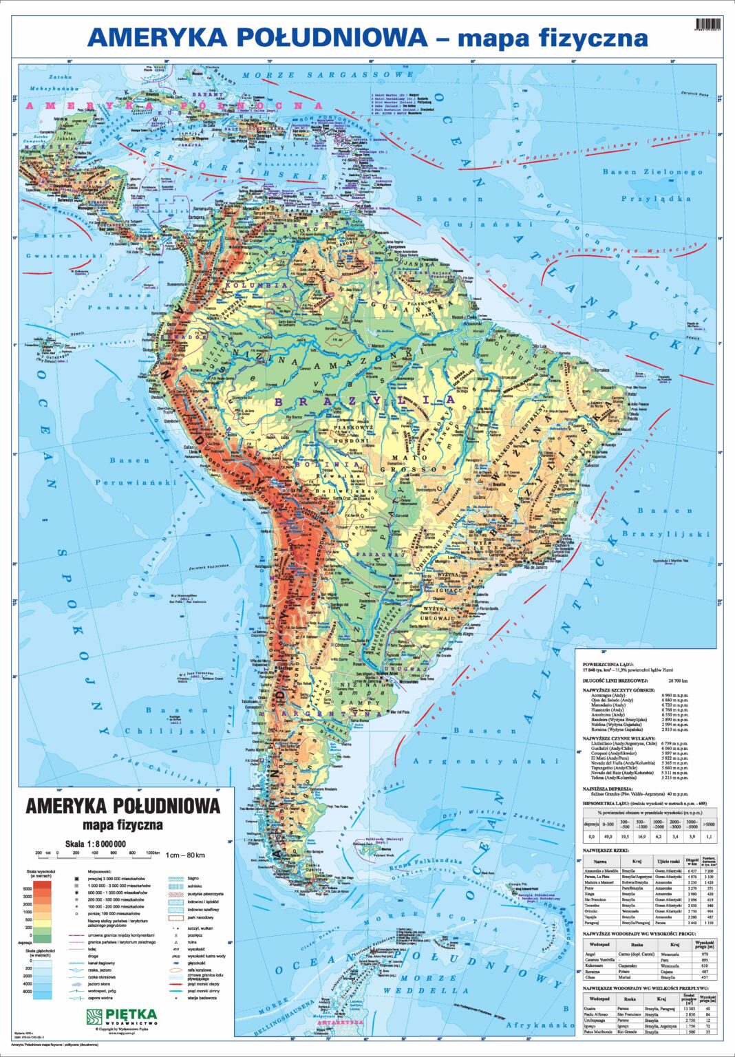 Dwustronna Mapa Ścienna Ameryki PoŁudniowej Fizyczna Polityczna 18 150 000 Sklep 8029