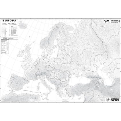 MAPA ŚCIENNA EUROPY - FIZYCZNA / KONTUROWA