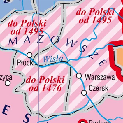 MAPA ŚCIENNA HISTORYCZNA - POLSKA I LITWA 1370-1505
