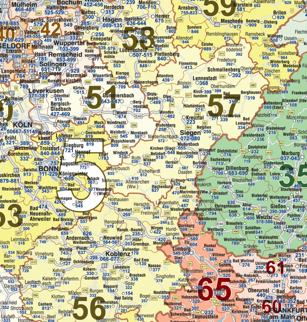 Карта германии с кодами городов